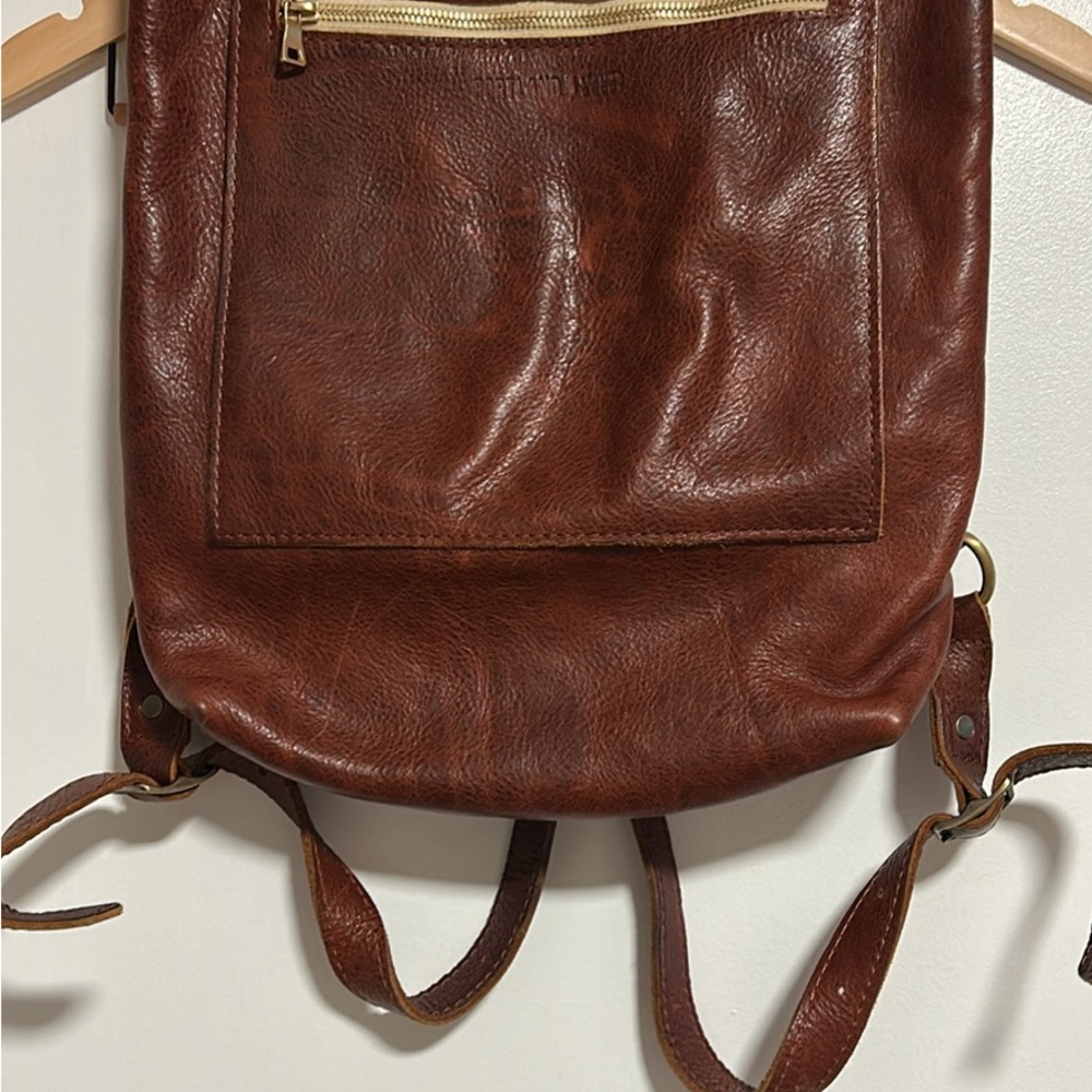 Portland Leather Rich Brown Bag with Gold Accent